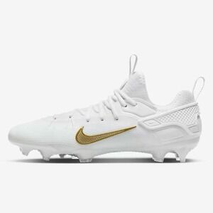Nike Huarache 9 Elite Low LAX Lacrosse Cleats White/Gold FD0089-100 Mens Size 10